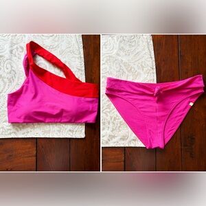 Summersalt Sidestroke Bikini Top Size 8 and Tie Mid Rise High Leg Bottom Size 10